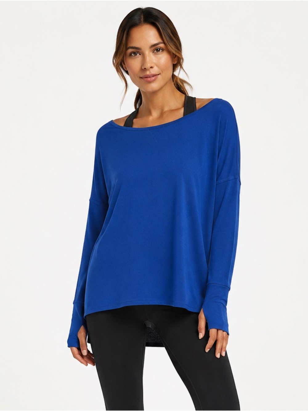 Sweaty Betty Simhasana Sport Sweatshirt Blue XL | Open Back Yoga Athleisure